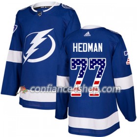 Adidas Maillot de Hockey Tampa Bay Lightning Victor Hedman 77 2017-2018 Bleu USA Flag Fashion Authentic - Homme